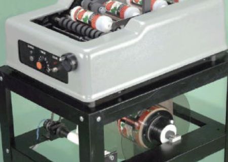 BMADL-310 Semi-Automatic Push Thru Wrap Labeler with Wheeled Cart